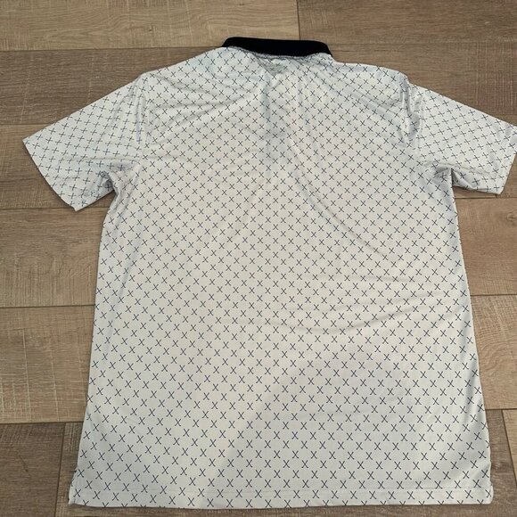 MAELREG MENS DRI FIT GOLF POLO SHIRT WHITE AND NAVY BLUE LARGE - Picture 7 of 8